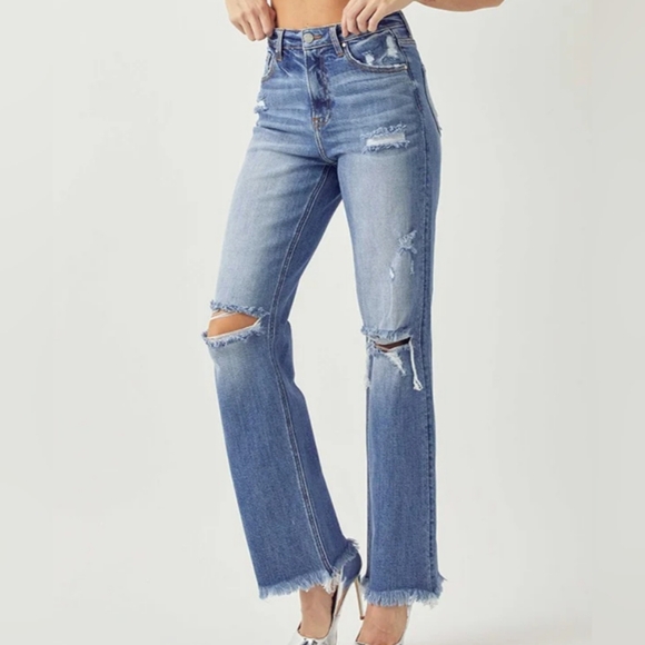 Risen Jeans High Rise Straight Jean Women's Plus Size 2X - Picture 1 of 7